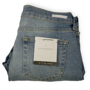 Pilcro and the Letterpress Slim Straight Size 29 Velvet Tie Raw‎ Hem Ankle Jeans